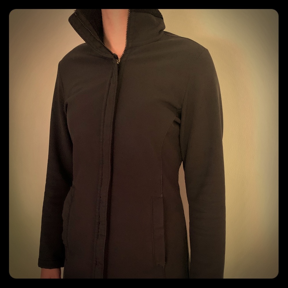 Patagonia parka length soft shell coat black